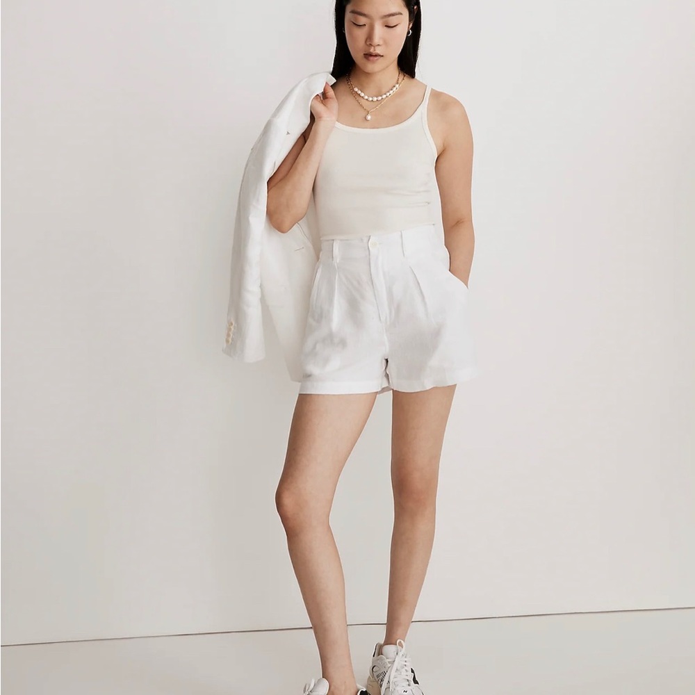 Madewell The Neale Short in 100% Linen in Eyelet White Size 4 NWT